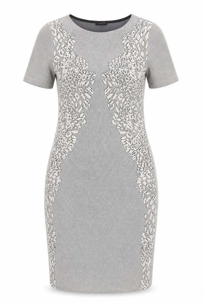 River Island Womens White Geometric Cotton Bodycon Size 6 Round Neck Pullover
