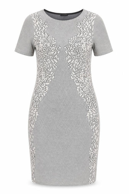 River Island Womens White Geometric Cotton Bodycon Size 6 Round Neck Pullover