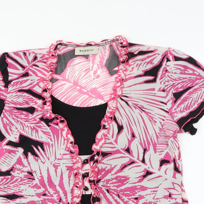 Womens UK Size 14 BASSINI Multicoloured Basic Blouse