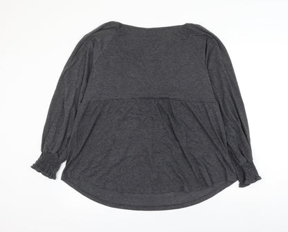 Tasamo Womens Grey Polyester Basic Blouse Size XL Scoop Neck