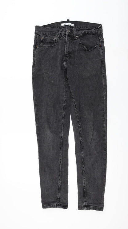 Zara Womens Grey Polyester Skinny Jeans Size 10 L30 in Regular Zip