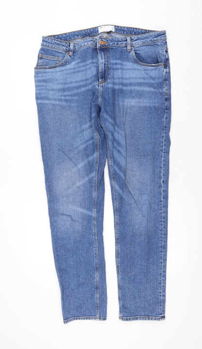 ASOS Womens Blue Cotton Straight Jeans Size 36 in L32 in Regular Zip