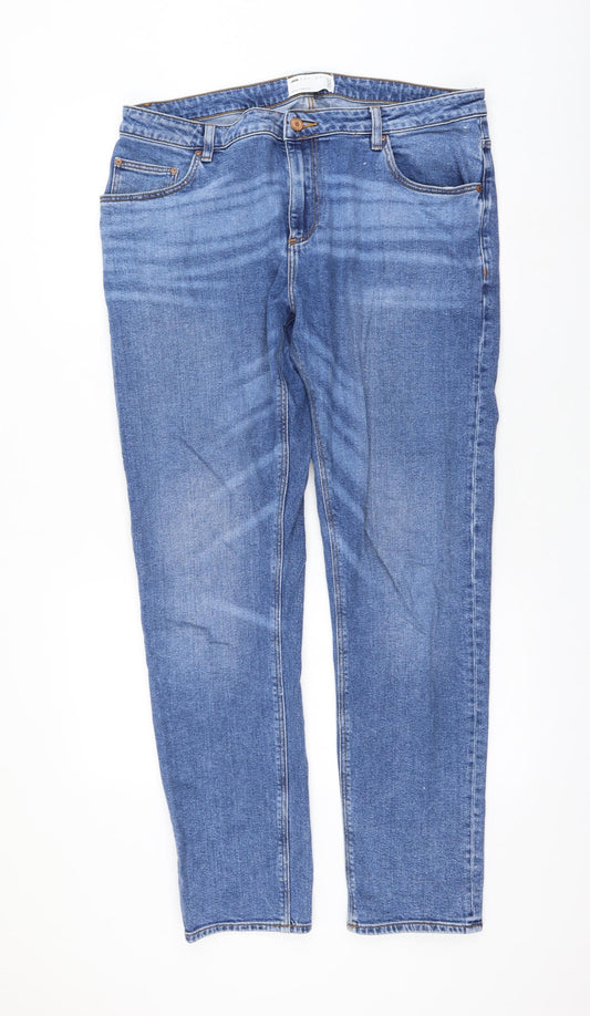 ASOS Womens Blue Cotton Straight Jeans Size 36 in L32 in Regular Zip