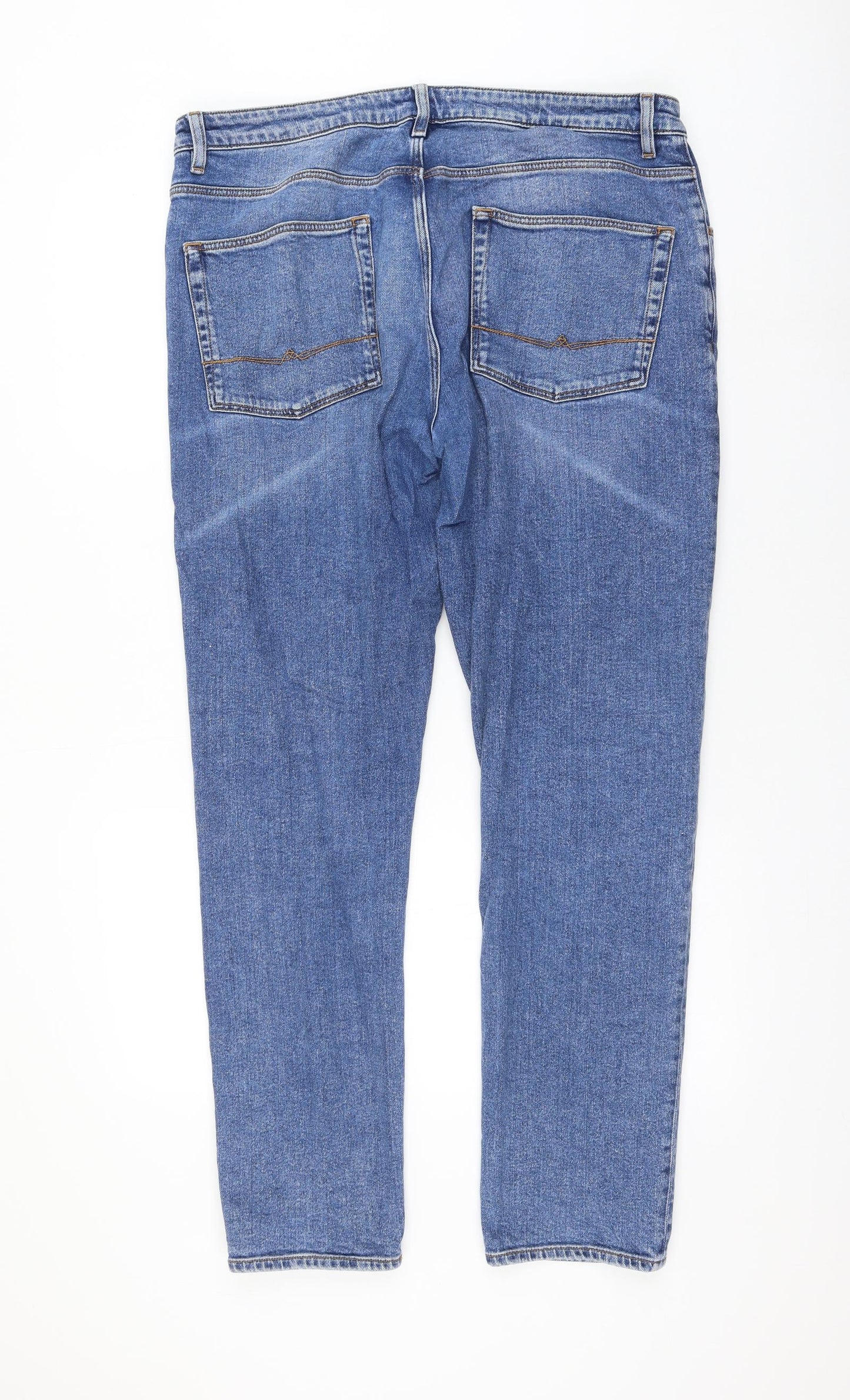 ASOS Womens Blue Cotton Straight Jeans Size 36 in L32 in Regular Zip