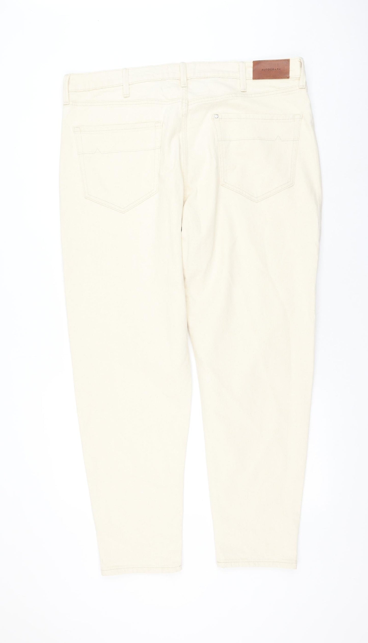 Autograph Womens Ivory Cotton Tapered Jeans Size 40 in L31 in Regular Zip