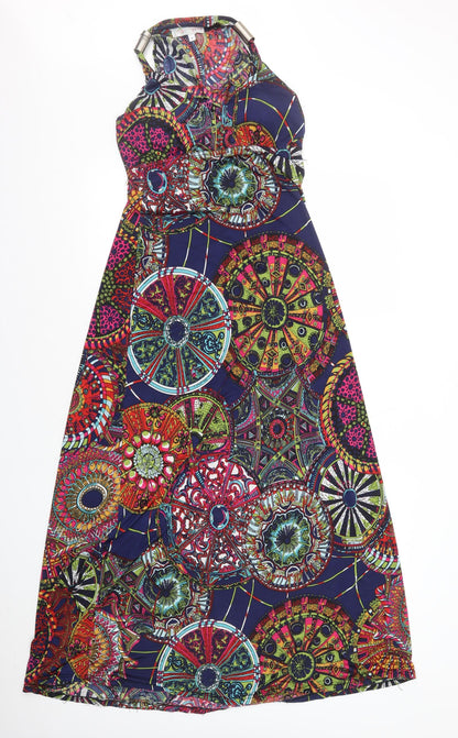 Cameo Rose Womens Multicoloured Geometric Polyester A-Line Size 8 V-Neck Pullover - Padded