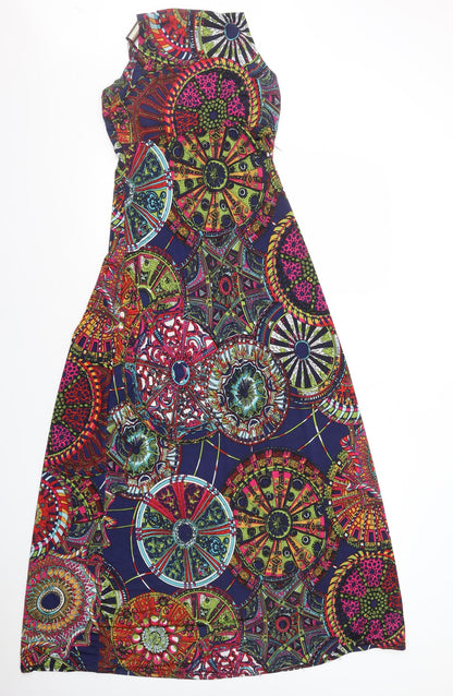 Cameo Rose Womens Multicoloured Geometric Polyester A-Line Size 8 V-Neck Pullover - Padded