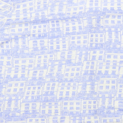 DASH Womens Blue Round Neck Geometric Ramie Cardigan Jumper Size 14