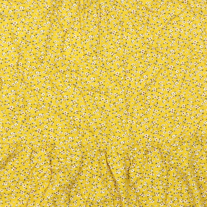 Allegra K Womens Yellow Geometric Viscose A-Line Skirt Size L Zip