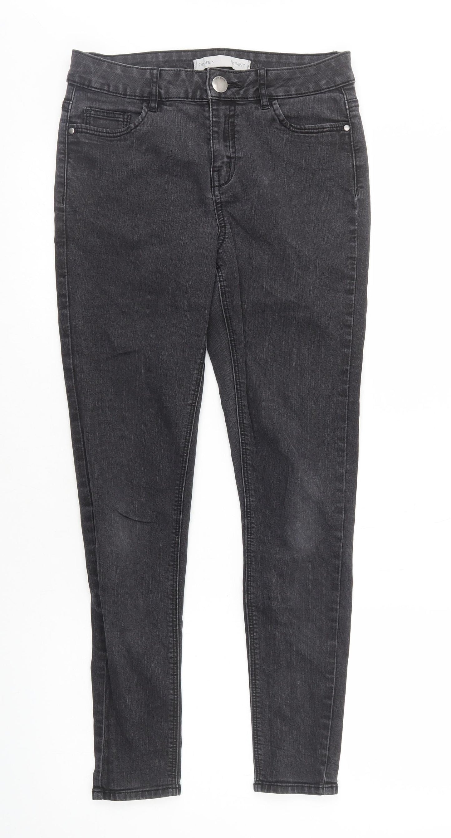 George Womens Black Cotton Skinny Jeans Size 10 L27 in Regular Zip