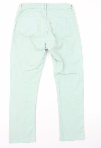 Ghost Womens Green Cotton Straight Jeans Size 12 L26 in Regular Zip