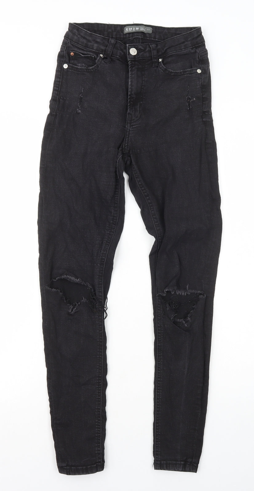 Primark Womens Black Cotton Skinny Jeans Size 6 L27 in Regular Zip