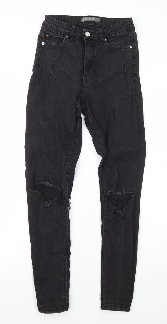 Primark Womens Black Cotton Skinny Jeans Size 6 L27 in Regular Zip