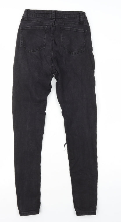 Primark Womens Black Cotton Skinny Jeans Size 6 L27 in Regular Zip