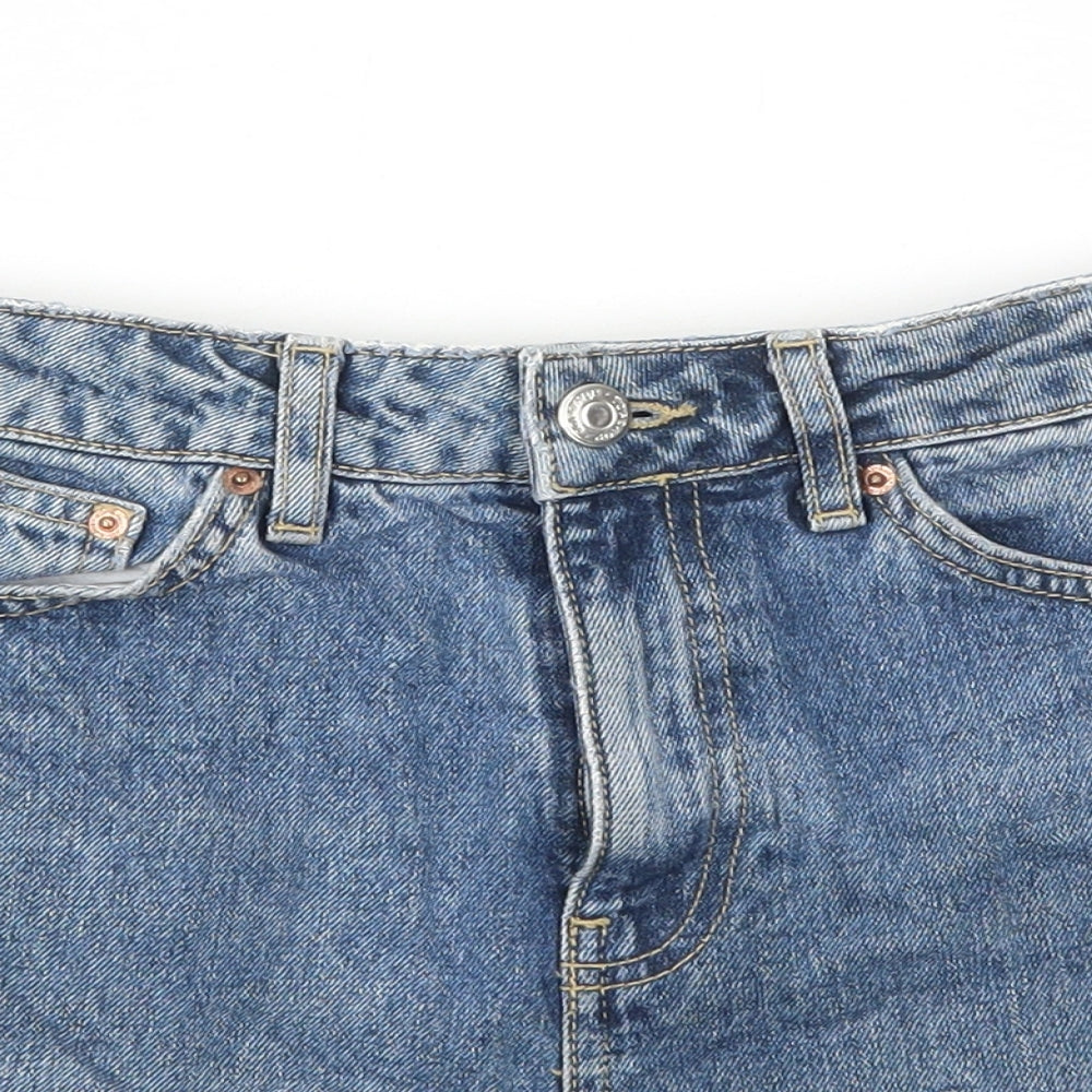 Topshop Womens Blue Cotton Hot Pants Shorts Size 6 L3 in Regular Zip