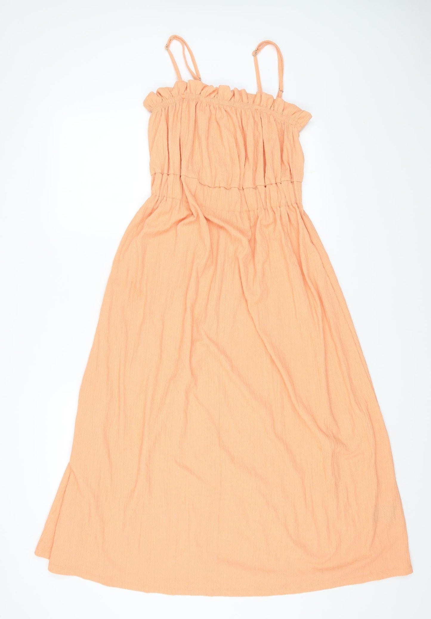 H&M Womens Orange Polyester Maxi Size S Square Neck Pullover
