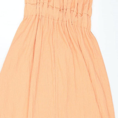 H&M Womens Orange Polyester Maxi Size S Square Neck Pullover