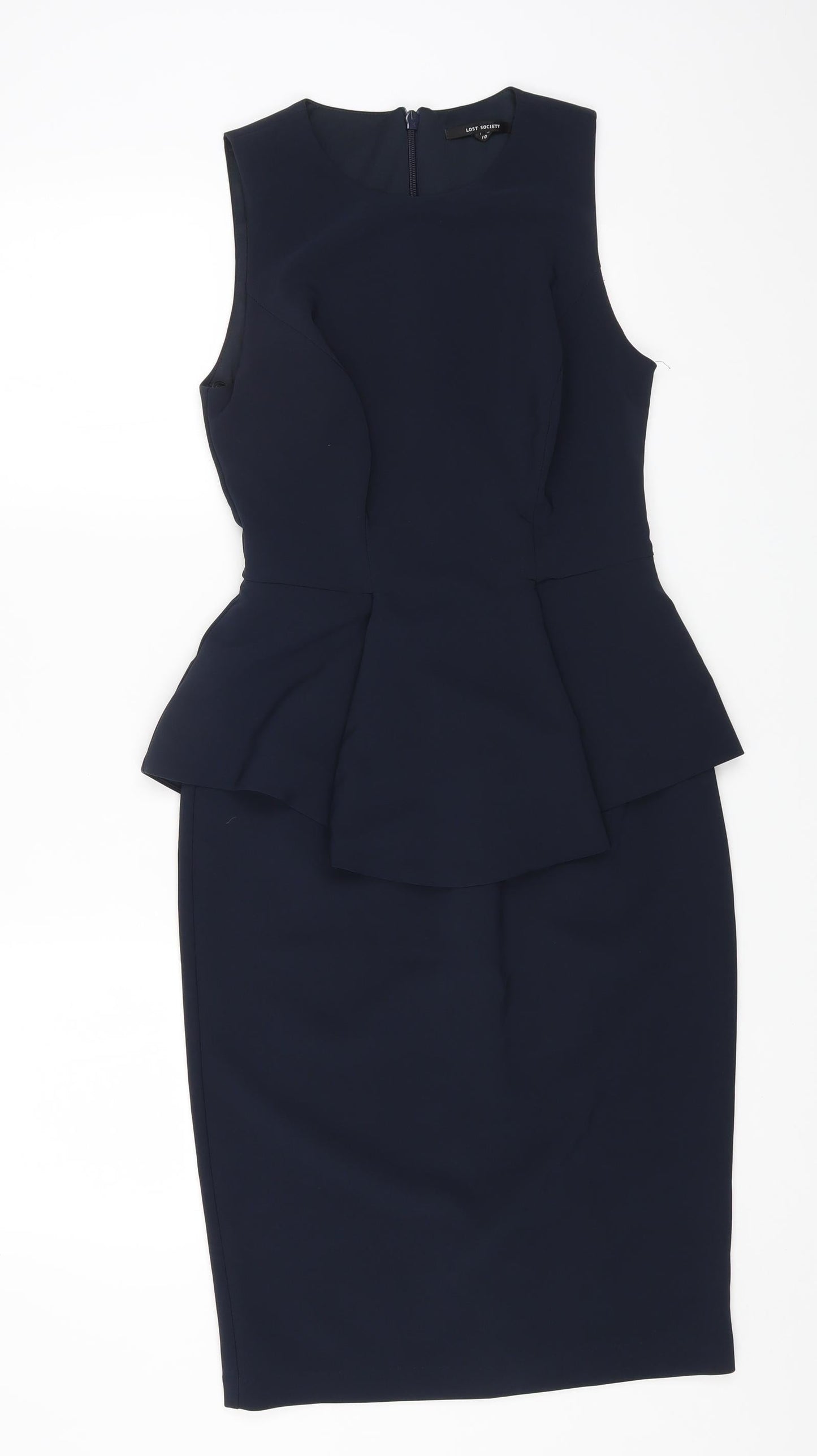 Lost Womens Blue Polyester A-Line Size 10 Round Neck Zip