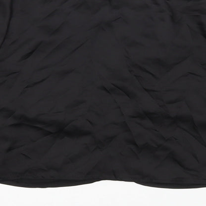 Boohoo Womens Black Polyester Cropped T-Shirt Size 12 Round Neck