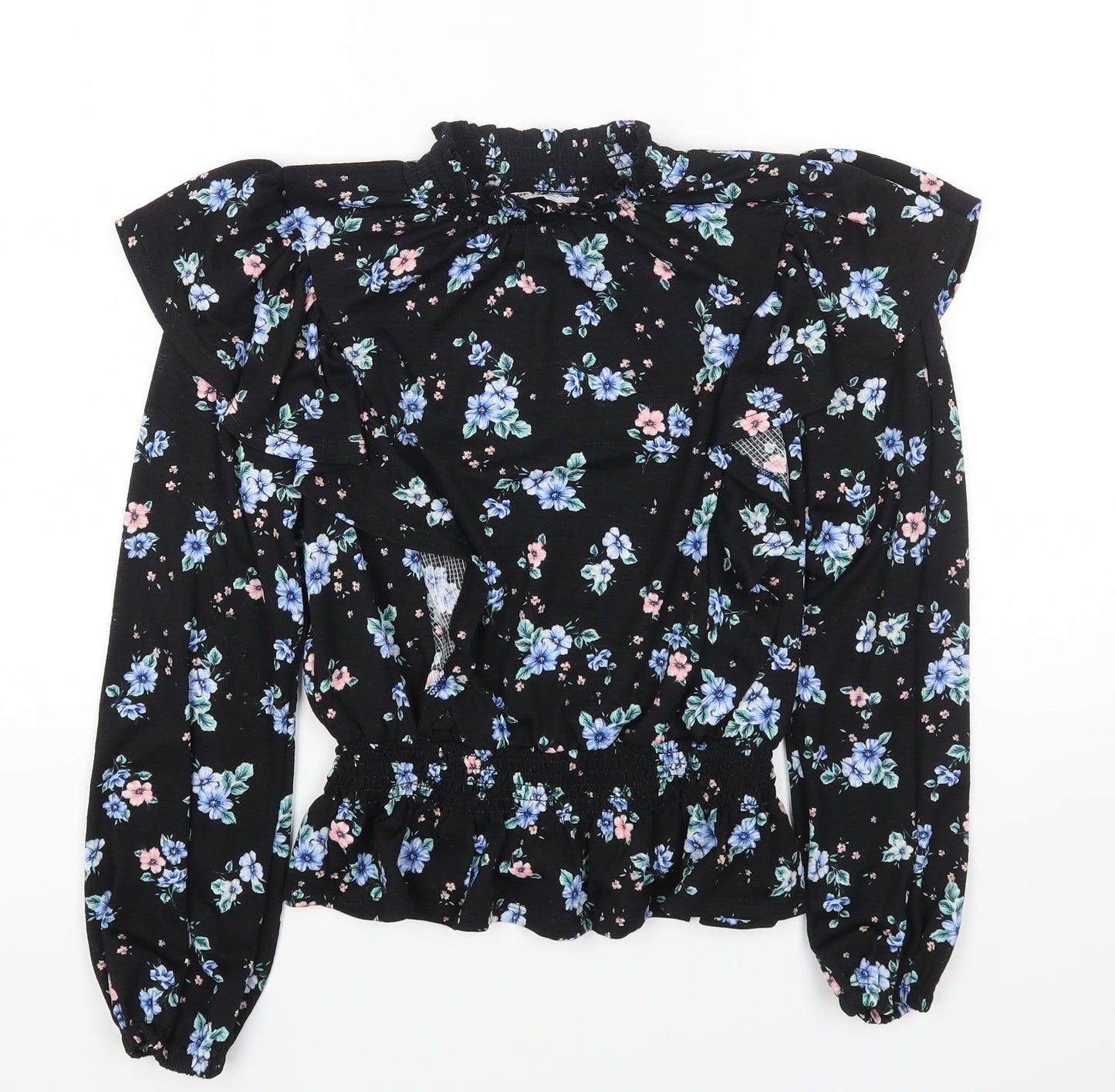Womens UK Size 10 Dorothy Perkins Black Cropped T-Shirt