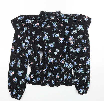 Womens UK Size 10 Dorothy Perkins Black Cropped T-Shirt