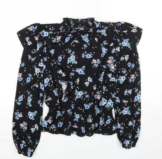 Womens UK Size 10 Dorothy Perkins Black Cropped T-Shirt