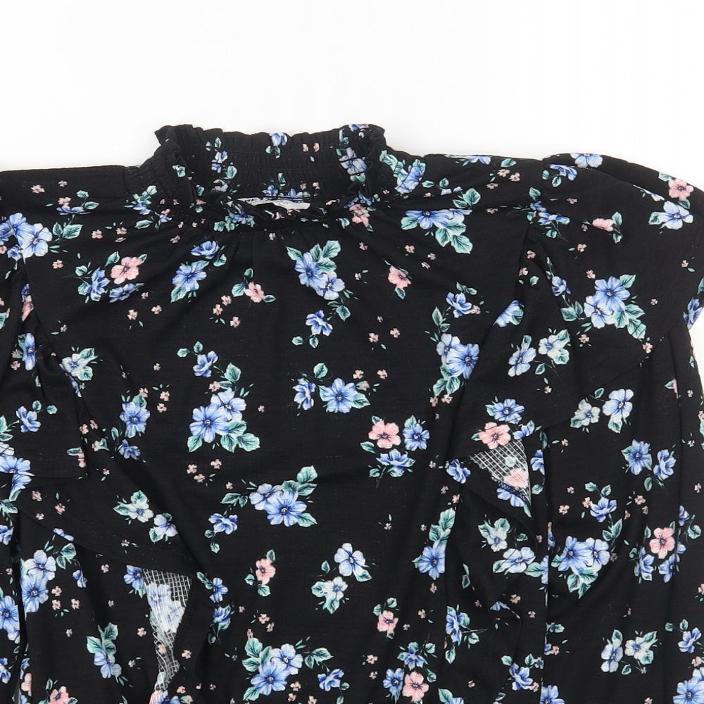 Womens UK Size 10 Dorothy Perkins Black Cropped T-Shirt