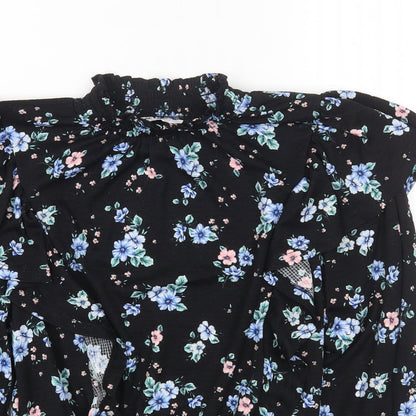 Womens UK Size 10 Dorothy Perkins Black Cropped T-Shirt