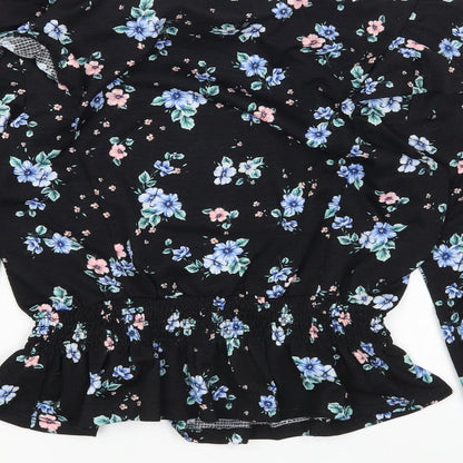 Womens UK Size 10 Dorothy Perkins Black Cropped T-Shirt