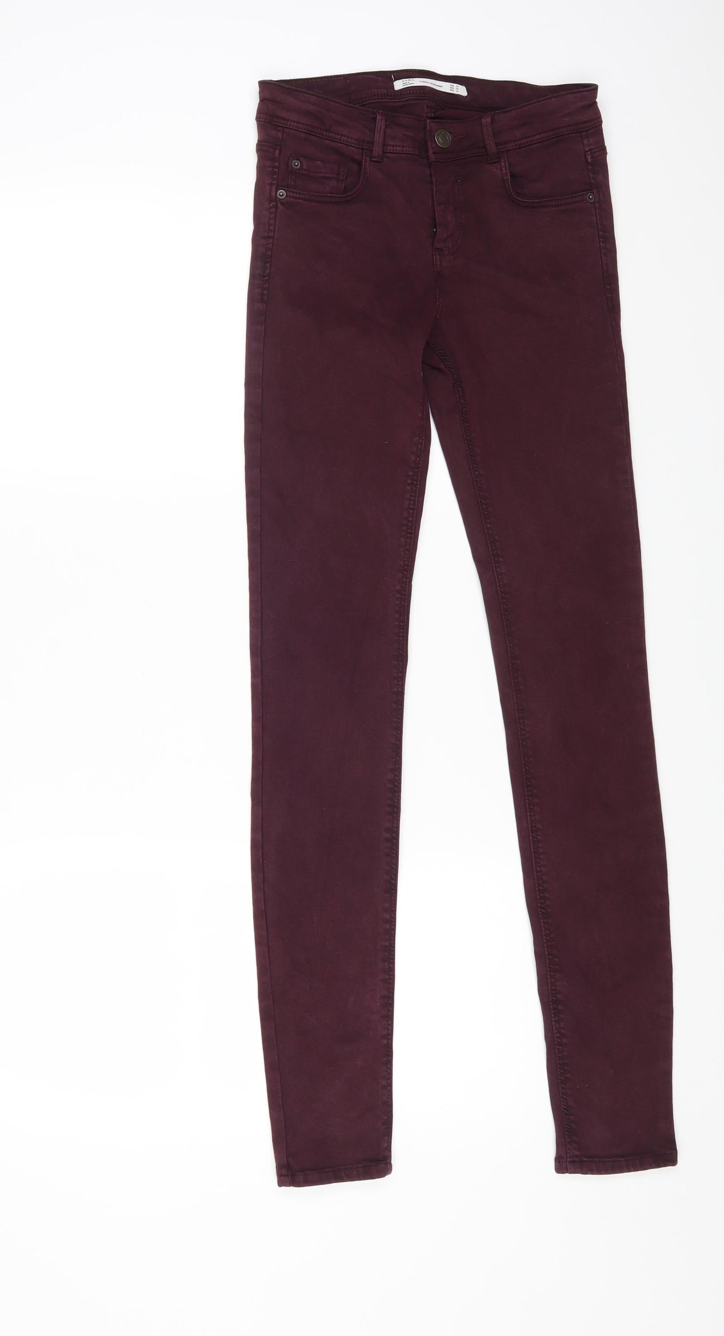 Zara Womens Purple Cotton Skinny Jeans Size 6 L29 in Regular Zip
