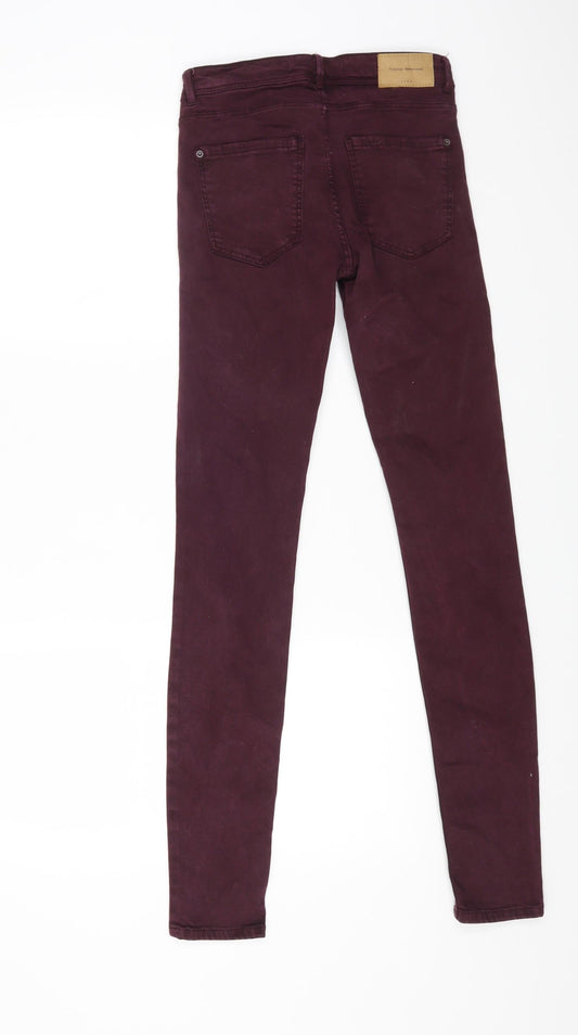 Zara Womens Purple Cotton Skinny Jeans Size 6 L29 in Regular Zip