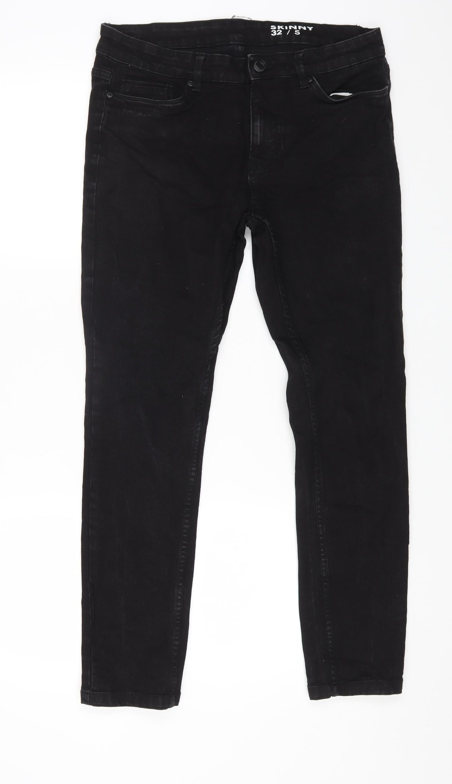 Peacocks Womens Black Cotton Skinny Jeans Size S L25 in Regular Zip