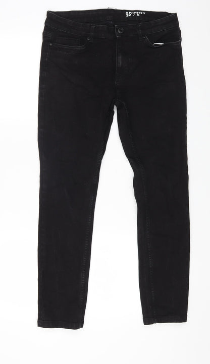 Peacocks Womens Black Cotton Skinny Jeans Size S L25 in Regular Zip