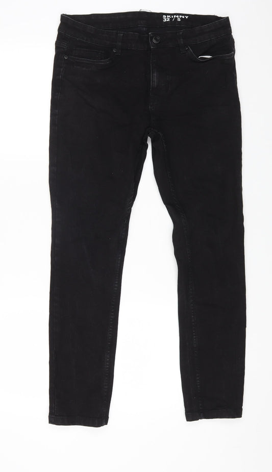 Peacocks Womens Black Cotton Skinny Jeans Size S L25 in Regular Zip