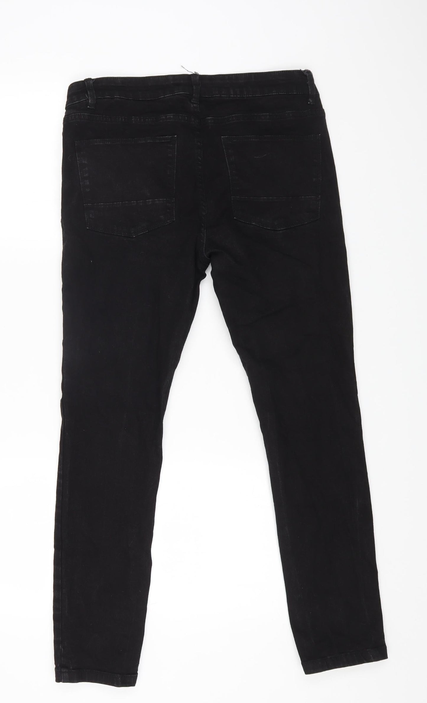 Peacocks Womens Black Cotton Skinny Jeans Size S L25 in Regular Zip