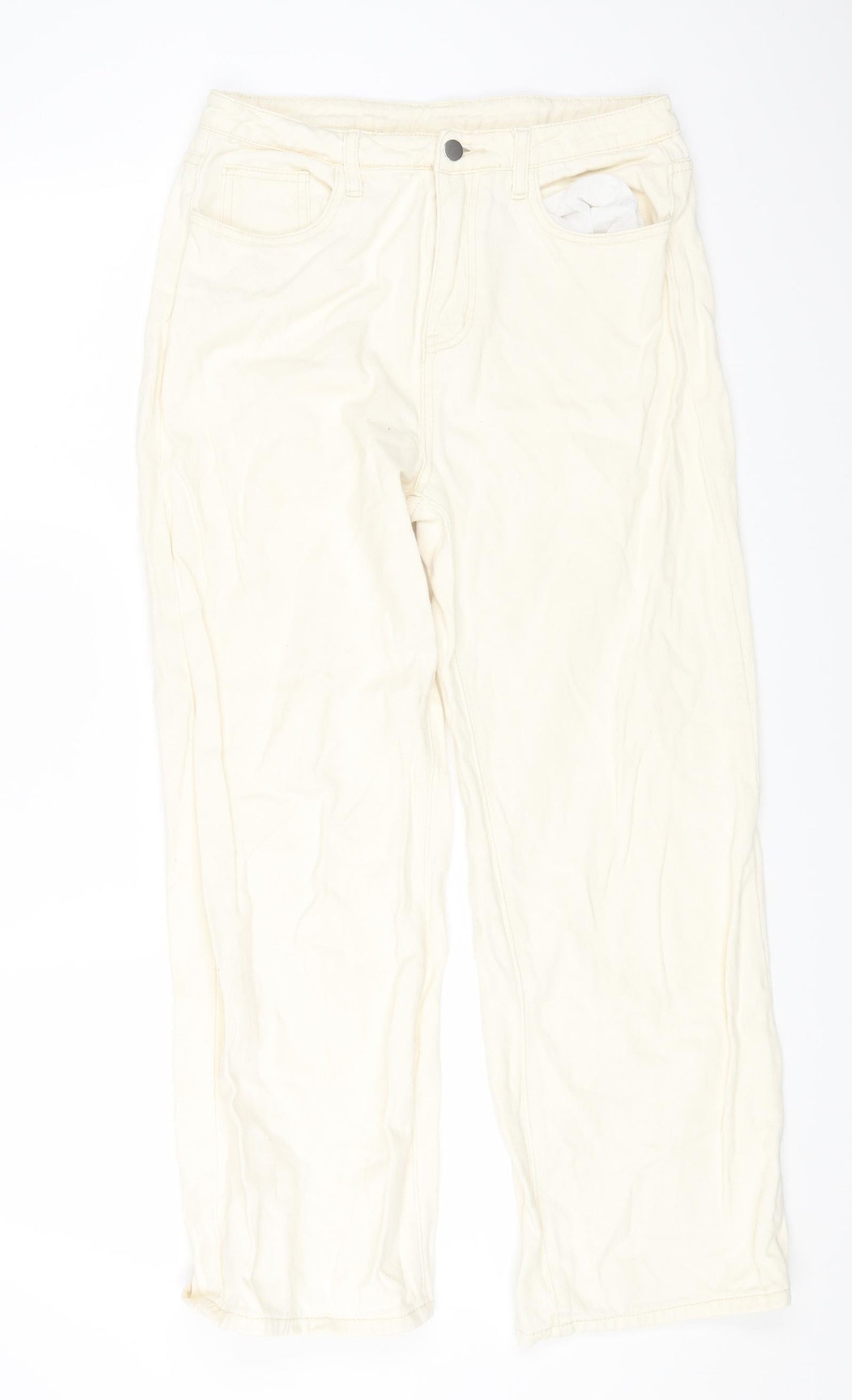 DAYZ Womens Beige Cotton Straight Jeans Size XL L25 in Regular Zip