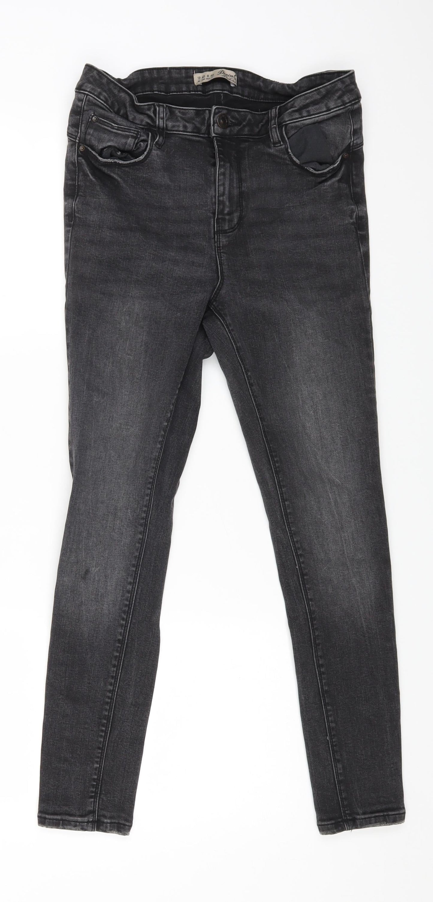 Denim & Co. Womens Black Cotton Skinny Jeans Size 12 L24 in Regular Zip