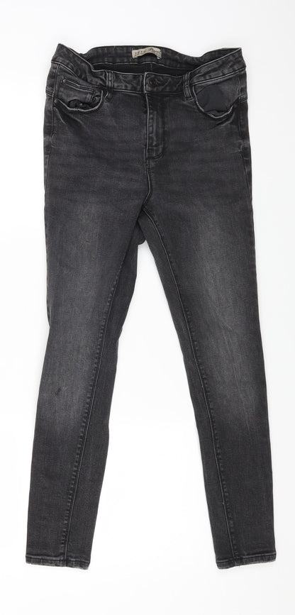 Denim & Co. Womens Black Cotton Skinny Jeans Size 12 L24 in Regular Zip
