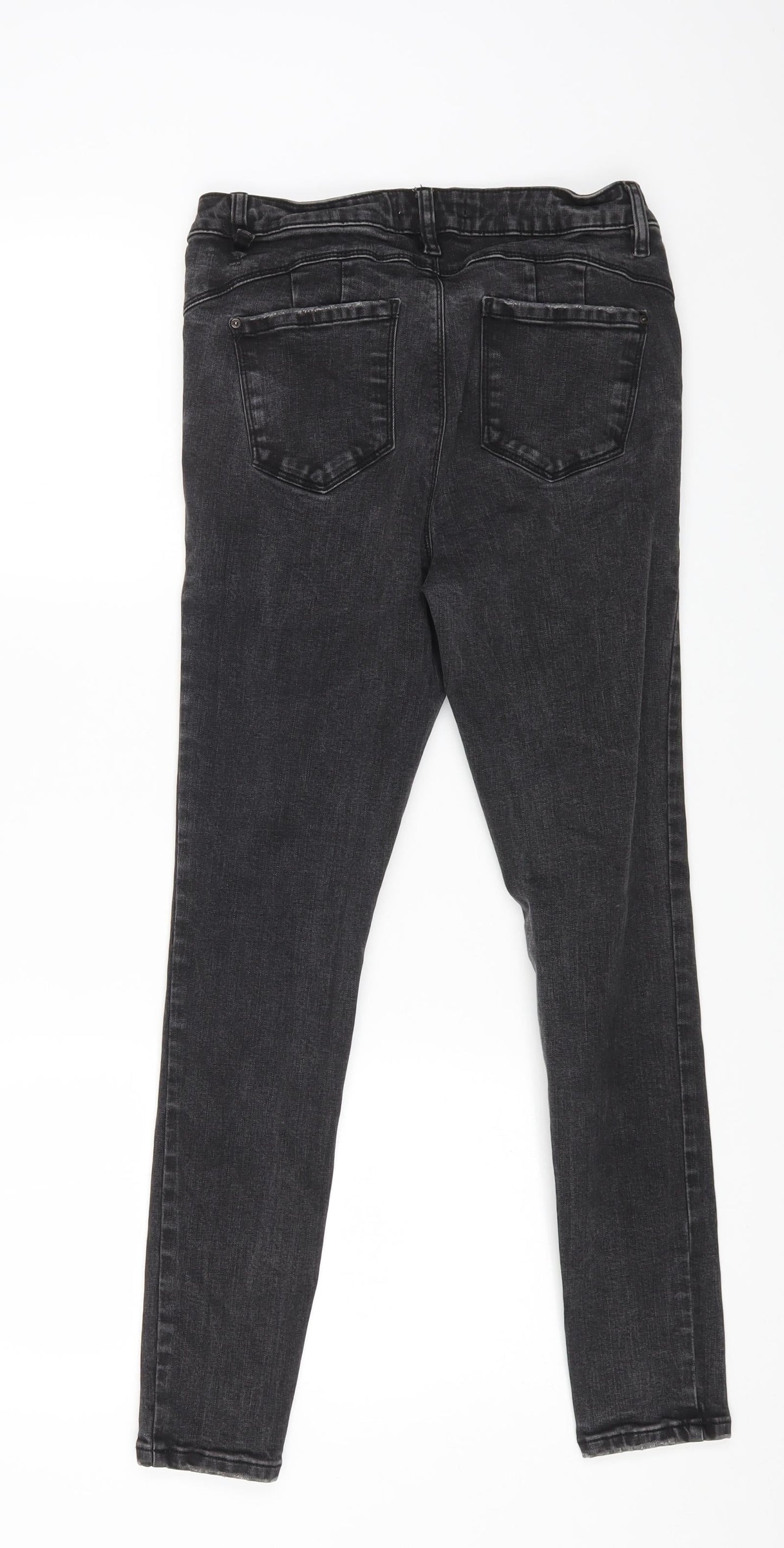 Denim & Co. Womens Black Cotton Skinny Jeans Size 12 L24 in Regular Zip