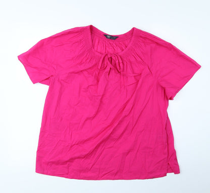 Womens UK Size 14 Marks and Spencer Pink Jersey Blouse