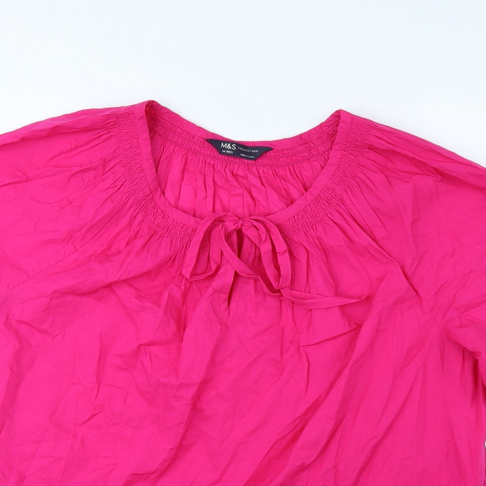 Womens UK Size 14 Marks and Spencer Pink Jersey Blouse