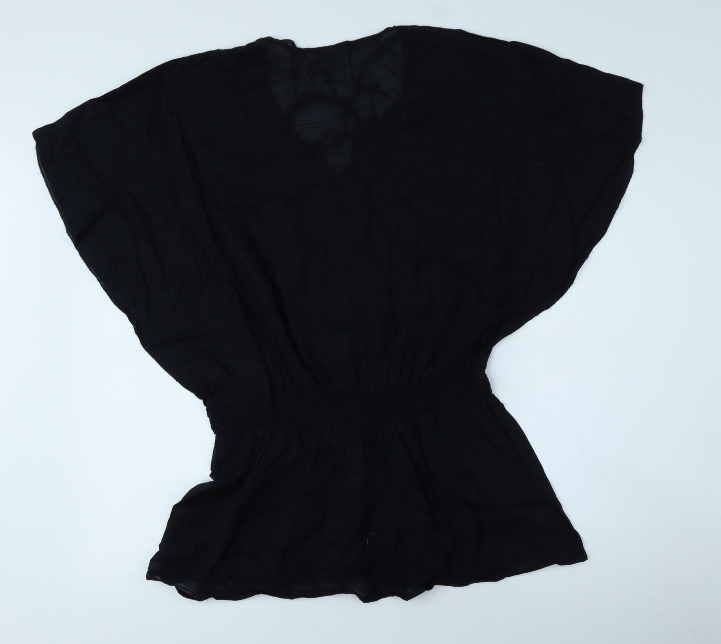 Womens UK Size 10 Ocean Club Black Kimono Blouse