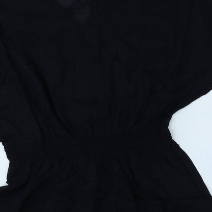 Womens UK Size 10 Ocean Club Black Kimono Blouse