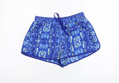 Atmosphere Womens Blue Geometric Polyester Sweat Shorts Size 8 L3 in Regular Drawstring