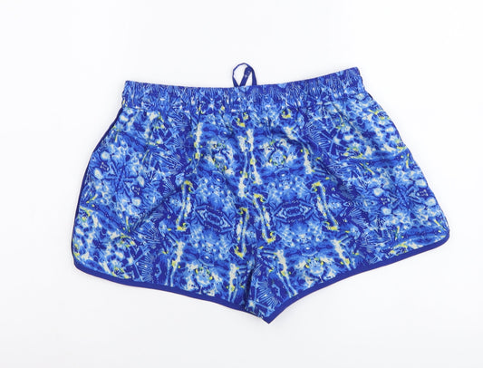 Atmosphere Womens Blue Geometric Polyester Sweat Shorts Size 8 L3 in Regular Drawstring