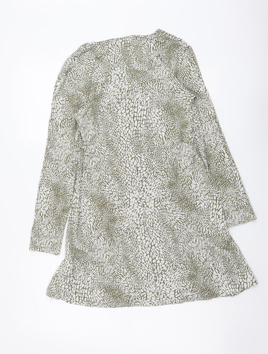 Missguided Womens Green Geometric Polyester A-Line Size 12 V-Neck Pullover