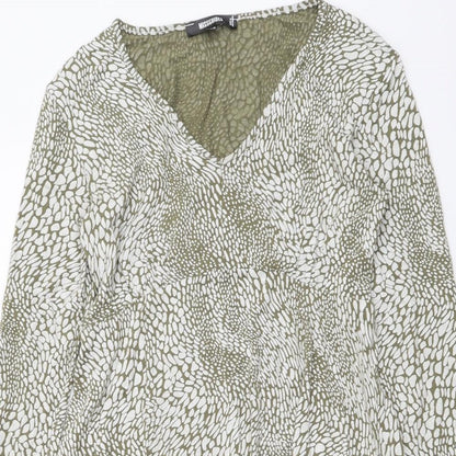 Missguided Womens Green Geometric Polyester A-Line Size 12 V-Neck Pullover
