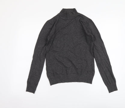 Ciela Womens Grey Mock Neck Cotton Pullover Jumper Size S
