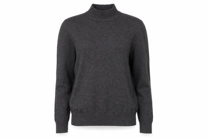 Ciela Womens Grey Mock Neck Cotton Pullover Jumper Size S