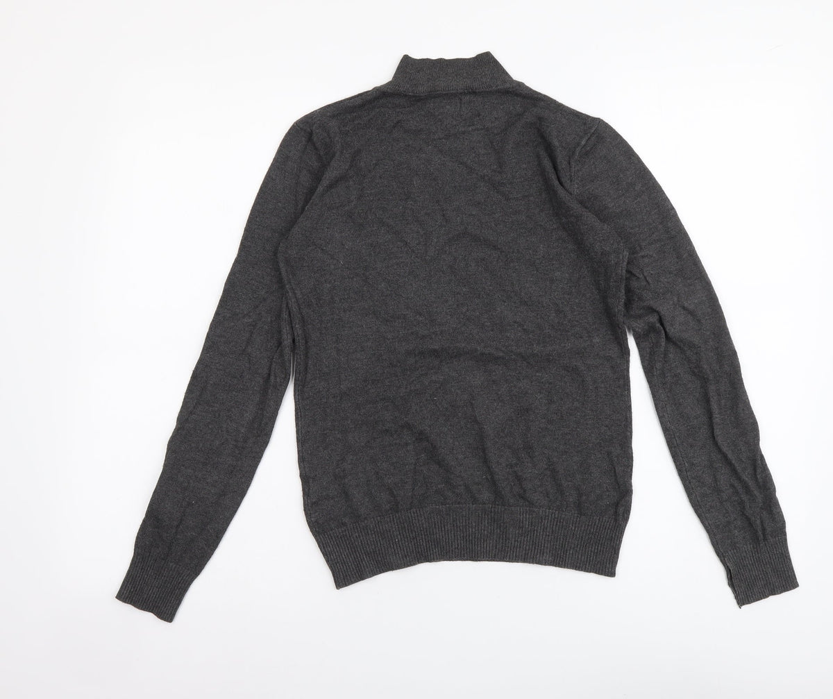 Ciela Womens Grey Mock Neck Cotton Pullover Jumper Size S